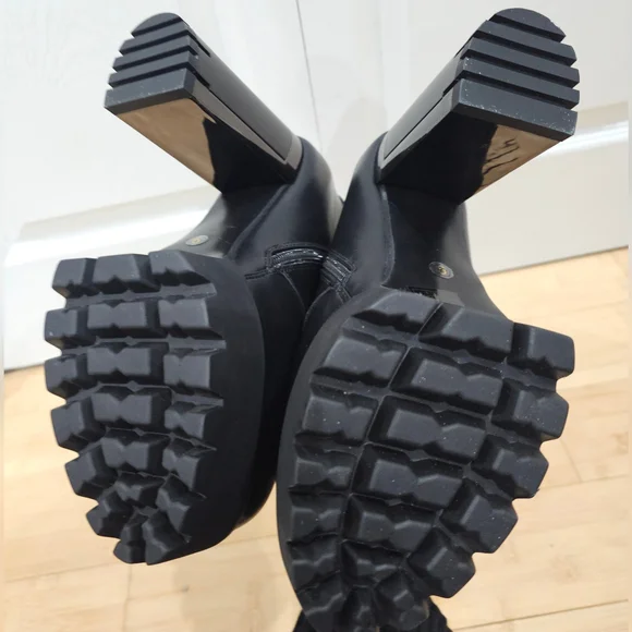 Dolls Kill Punk Goth Azalea Wang Mel Black Lace Up Buckle Mel Ankle Boots 9 New - Picture 10 of 10